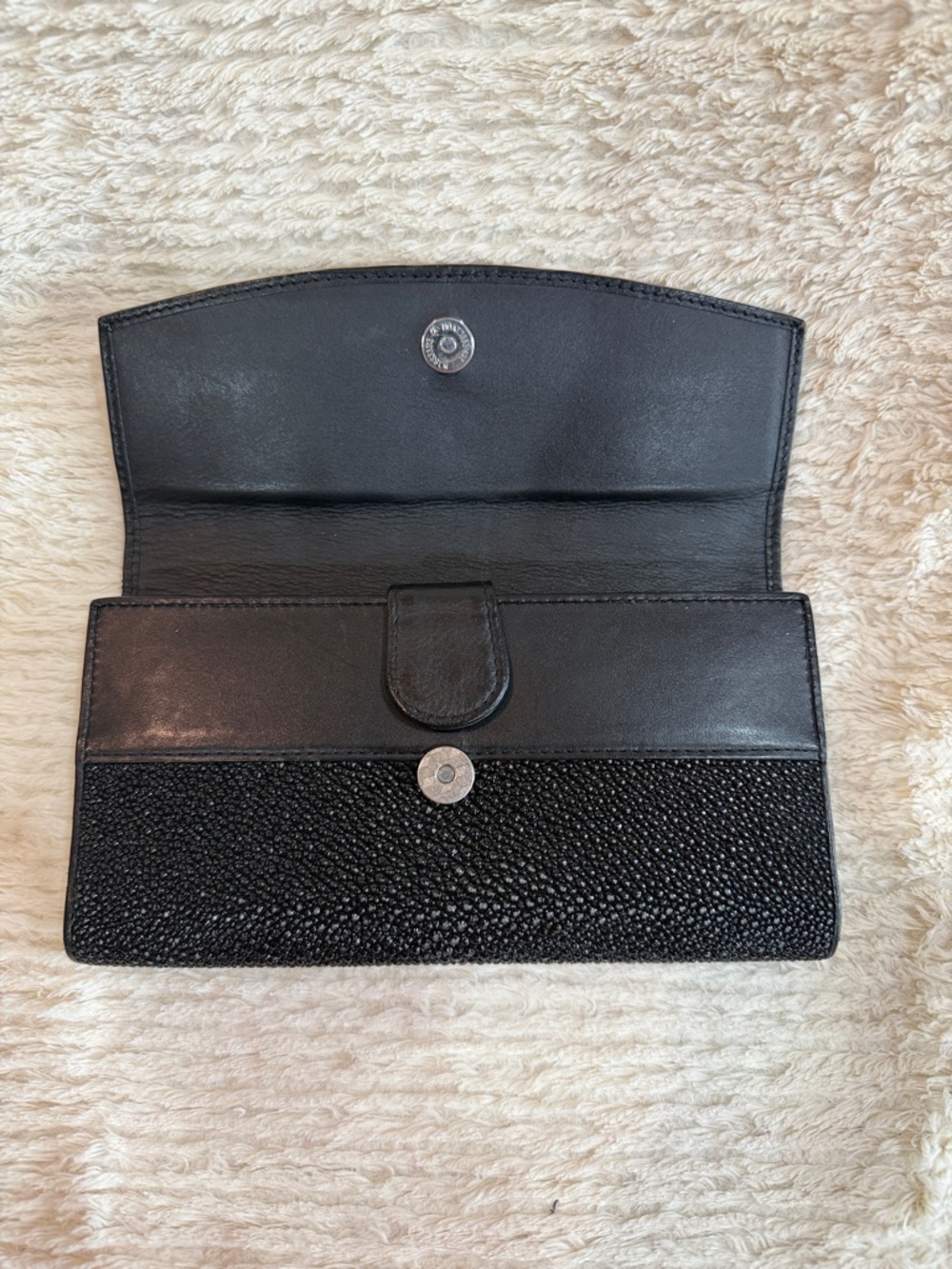Black Stingray Leather Tote with Matching Wallet - Picture 10 of 14